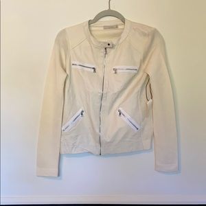 Townsen white leather knit zip jacket